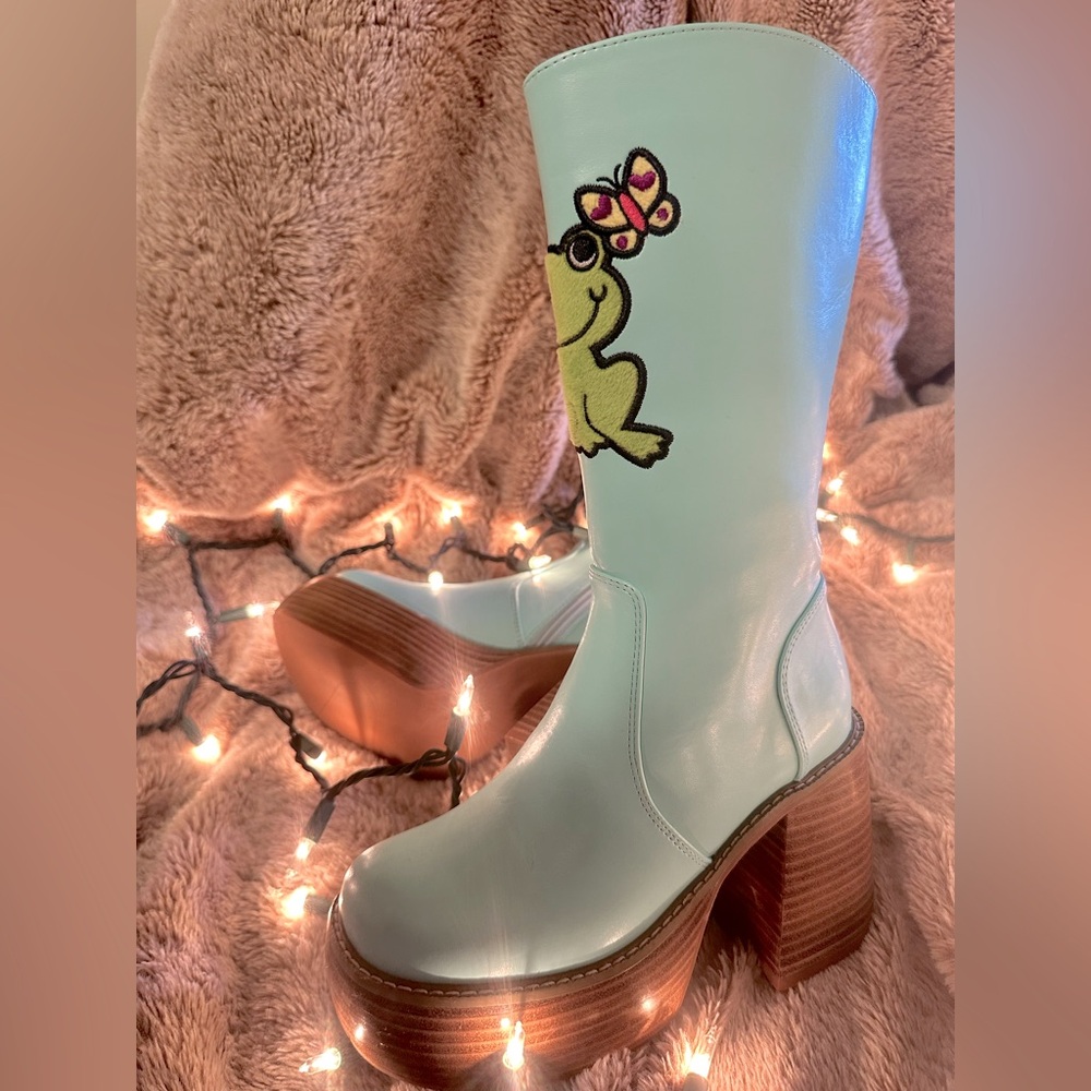 Dolls Kill x dELiA*s Collab Hop Along Vegan Leather Knee High Platform Boots